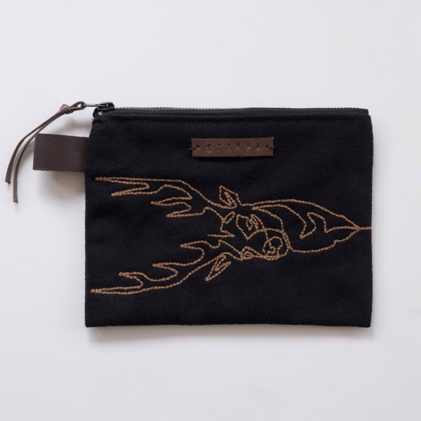 Picture of Black Embroidery Elk Zipper Pouch