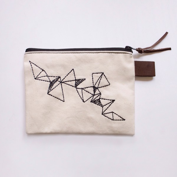 Picture of Triangles Embroidery Zipper Pouch