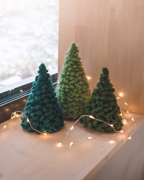 Picture of Knitted Christmas Trees - Green Set