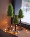 Picture of Set of 3 fluffy Christmas Trees with wooden base