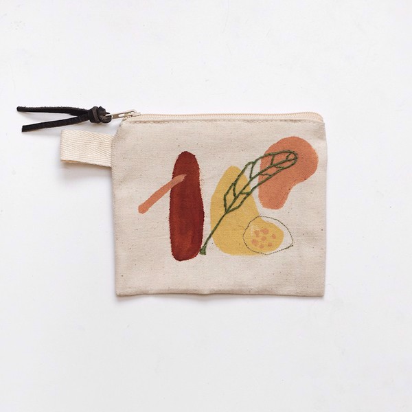 Picture of Small Zipper Pouch with Leaf Embroidery